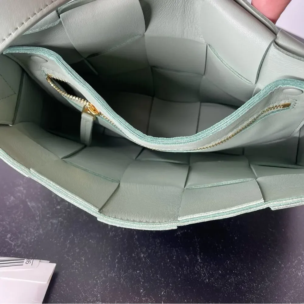 Bottega Veneta Medium Intrecciato Leather Cassette Crossbody Bag Sage Green